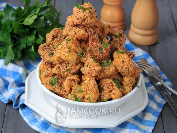 Фото блюда: Цветная капуста в панировочных сухарях
