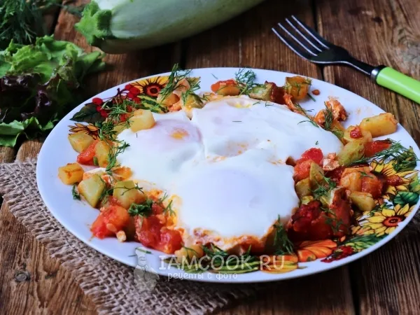 Фото блюда: Яичница с кабачками и помидорами