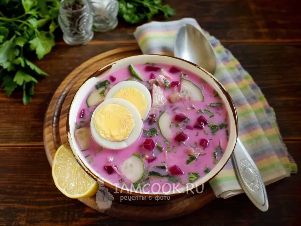 Фото готового блюда: Окрошка со свеклой на кефире