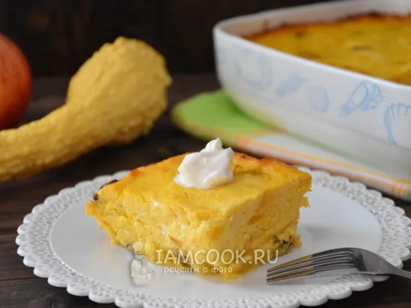 Фото блюда: Творожная запеканка с тыквой и яблоками