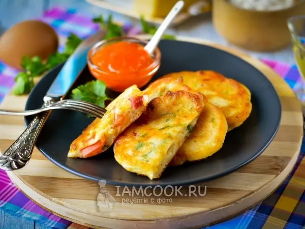 Фото блюда: Оладьи в стиле пицца