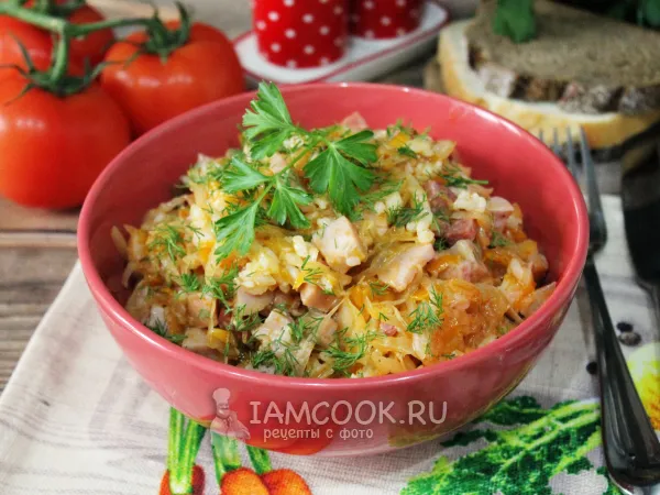 Фото блюда: Бигус из свежей капусты с рисом