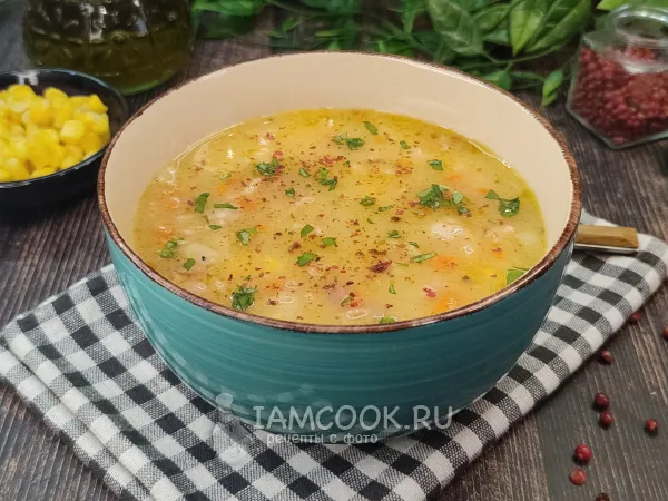 Фото блюда: Суп с беконом и кукурузой