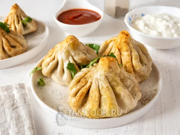 Фото блюда: Жареные хинкали на сковороде