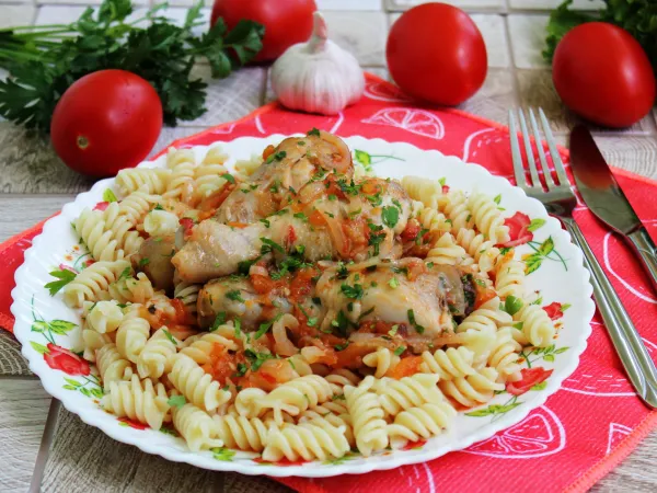 Фото блюда: Чахохбили с макаронами