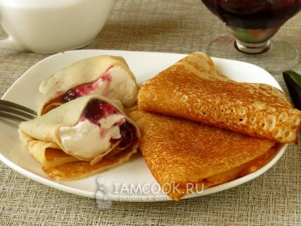 Фото готового блюда: Блинчики из творожного теста