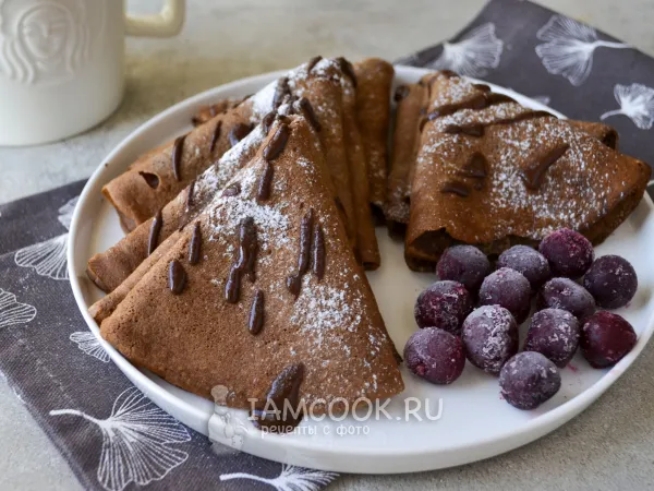 Фото готового блюда: Шоколадные овсяные блины