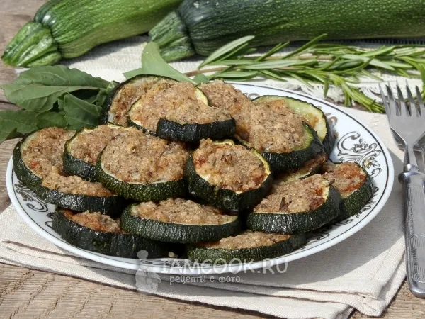 Фото блюда: Кабачки или цукини с сыром, орехами и розмарином