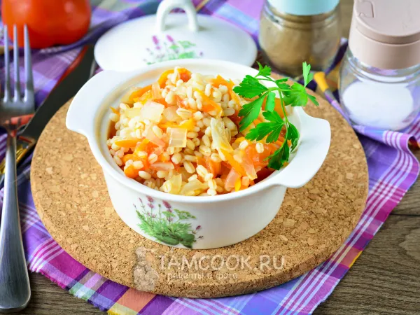 Фото блюда: Тушеная жареная перловка