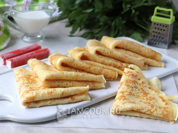 Фото блюда: Блины с крабовыми палочками (на молоке)