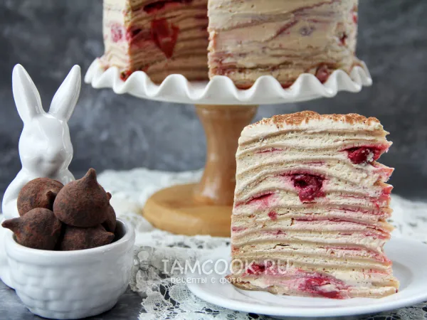 Фото блюда: Блинный торт с вишней и маскарпоне