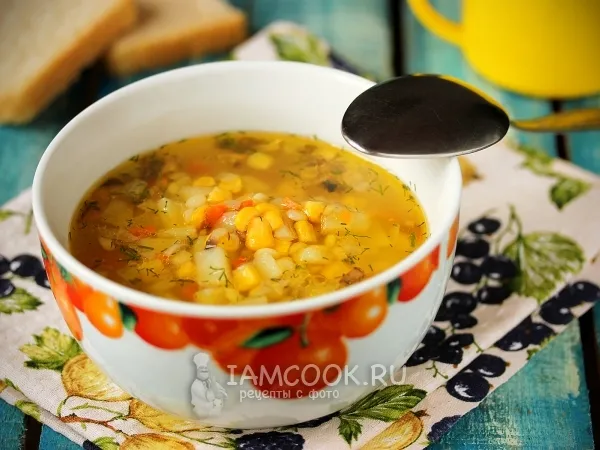 Фото блюда: Суп с консервированной кукурузой