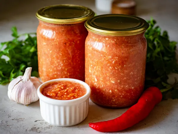 Фото блюда: Закуска «Огонёк» с хреном на зиму