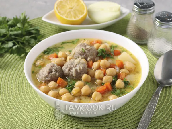 Фото блюда: Суп с нутом и фрикадельками