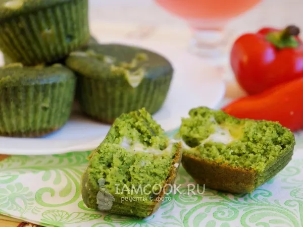 Фото блюда: Зеленые мини-манники с сыром в мультиварке