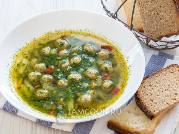 Фото готового блюда: Зеленый суп с фрикадельками