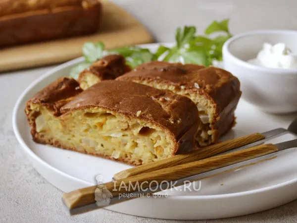 Фото готового блюда: ПП пирог с капустой на кефире