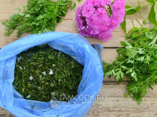 Фото блюда: Заморозка кинзы на зиму