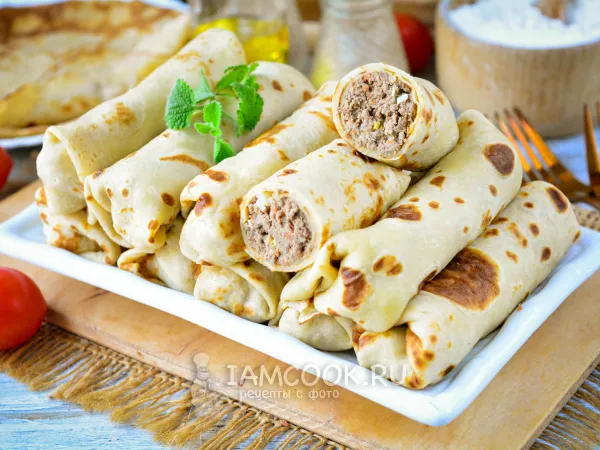 Фото блюда: Блины с печенью и яйцом