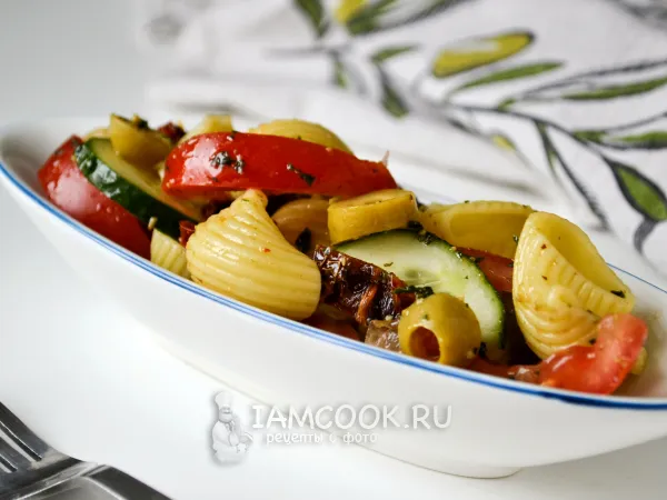 Фото блюда: Постный салат с макаронами