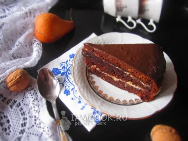 Фото блюда: Шоколадный торт с грушевым кремом