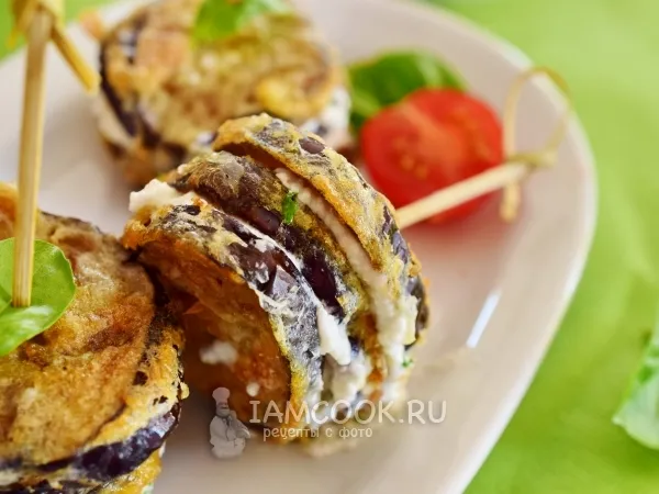 Фото блюда: Шашлык из баклажана в кляре с сыром