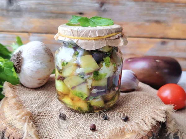 Фото блюда: Маринованные баклажаны с петрушкой на зиму в банках