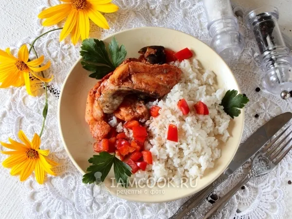 Фото блюда: Стейки из сома с рисом в мультиварке