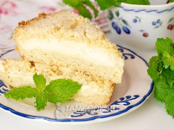 Фото готового блюда: Пирог-крошка с заварным кремом