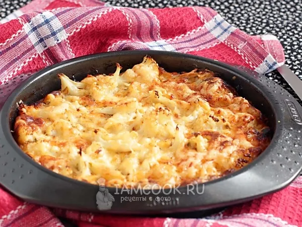 Фото блюда: Цветная капуста с яйцом и сыром в духовке