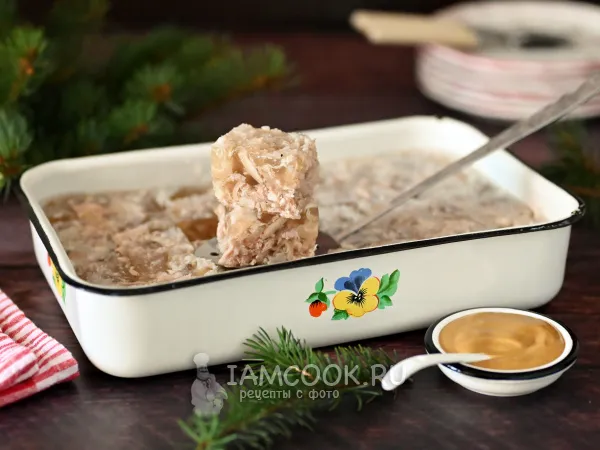 Фото блюда: Холодец свиной домашний (из ножек и мяса)