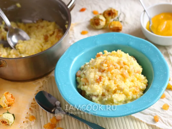 Фото готового блюда: Пшенная каша с изюмом на молоке