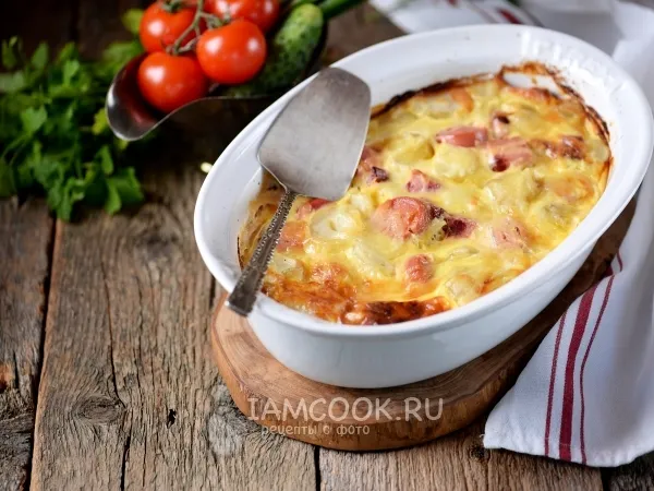 Фото блюда: Картофельная запеканка с колбасой