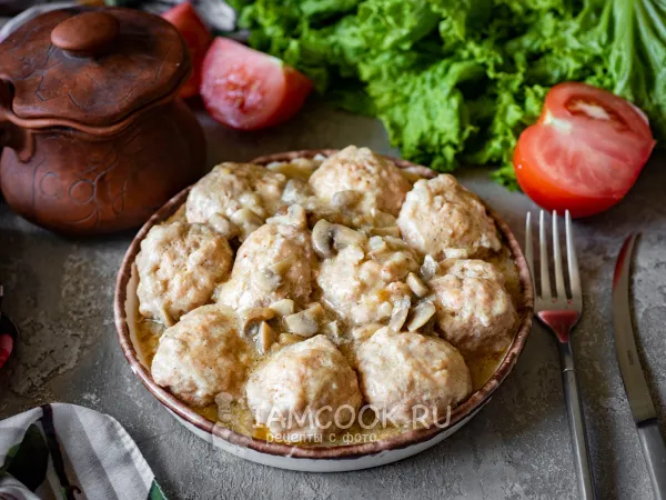 Фото блюда: Фрикадельки с грибами (в грибном соусе)