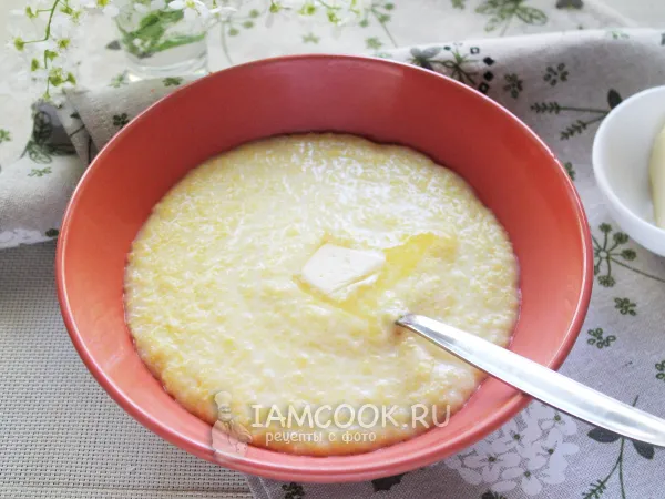 Фото блюда: Кукурузная каша на молоке в горшочке в духовке