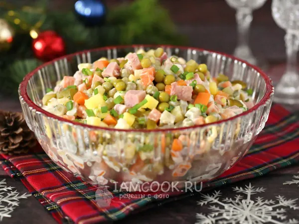 Фото готового блюда: Салат «Зимний» с ветчиной из банки