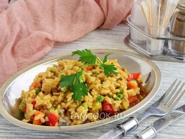 Фото готового блюда: Ризотто с овощами (классический рецепт)