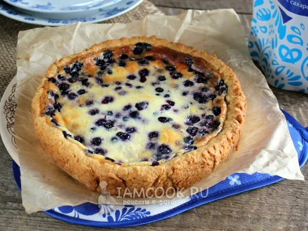 Фото блюда: Черничный пирог со сметанной заливкой