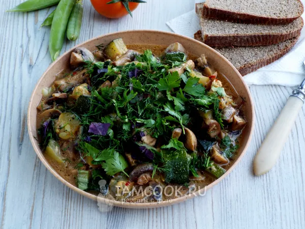 Фото блюда: Кабачки и шампиньоны на мангале (+маринад)