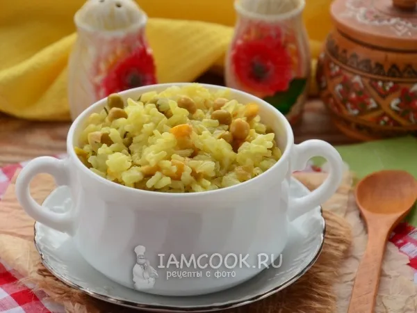 Фото готового блюда: Ризотто с кукурузой и горошком