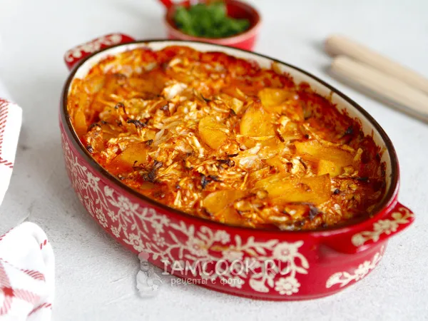 Фото готового блюда: Капуста с картошкой в аэрогриле