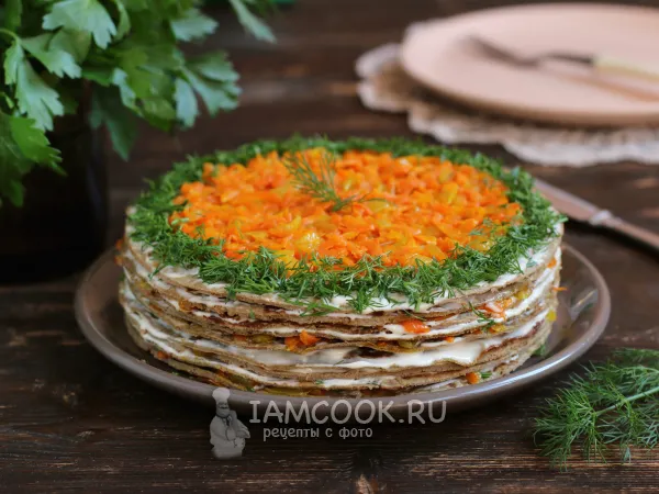 Фото готового блюда: Печеночный торт ПП