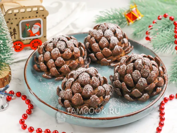 Фото блюда: Новогодний десерт «Шишки» с шоколадными хлопьями