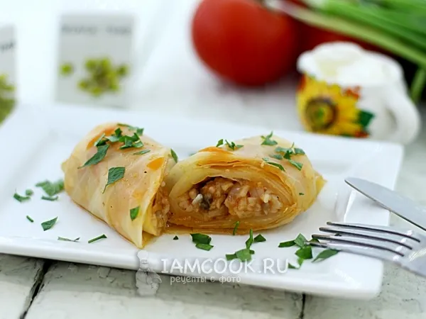 Фото готового блюда: Постные голубцы с грибами и рисом