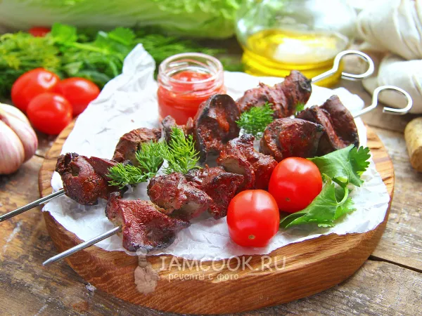 Фото блюда: Шашлык из печени индейки на мангале