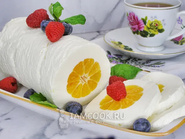 Фото готового блюда: Десерт «Мандарины в снегу»