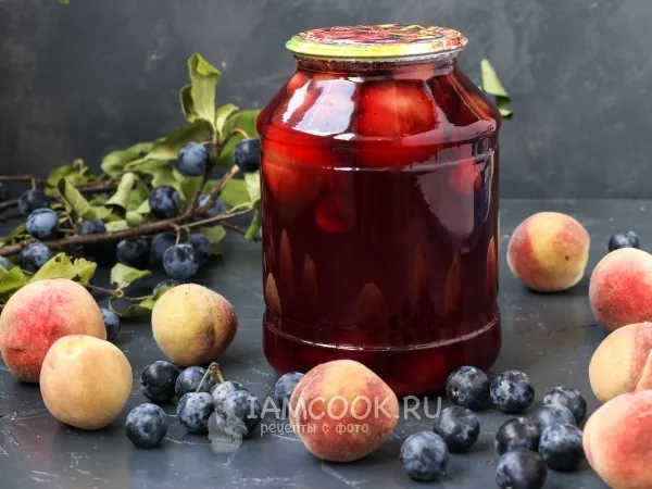 Фото блюда: Компот из тёрна и персиков на зиму