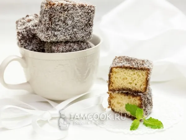 Фото готового блюда: Ламингтон (австралийское пирожное)