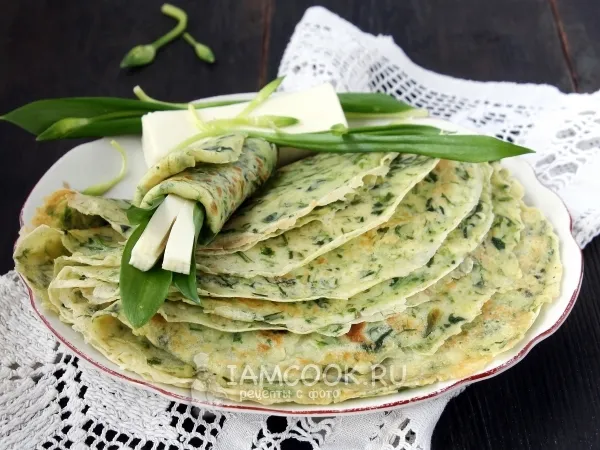 Фото готового блюда: Тонкие блины с черемшой