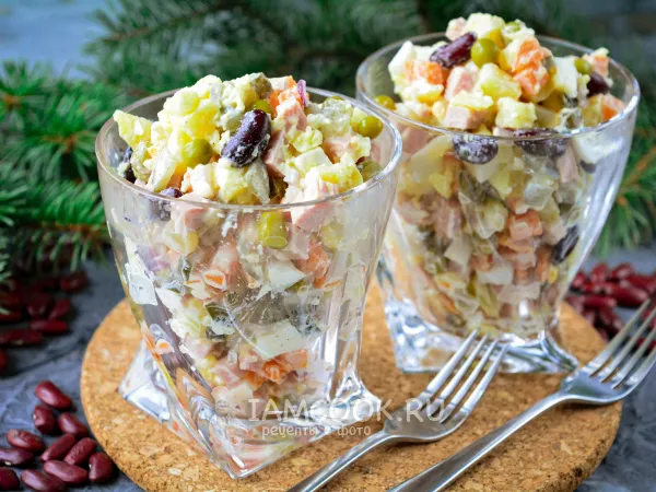 Фото блюда: Оливье с фасолью